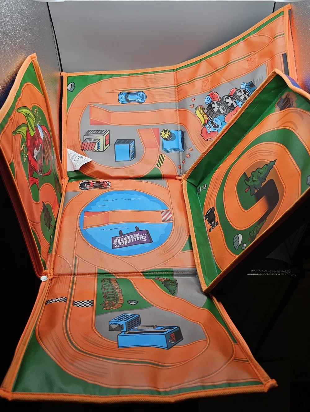Hot Wheels ZipBin 300 Car Storage Cube Playmat Map Roads Collapsible Organizer